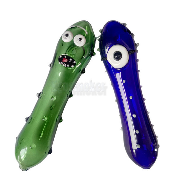 Funny Pickle Smoking Glass Pipes Cucumber Pipe Heady Tobacco Cucumber Mini Hand Pipes pyrex colorful spoon Smoking Accessories W24