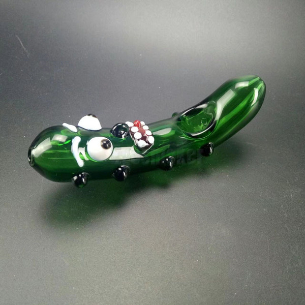 Bent Pickle Smoking Pipe Glass Spoon Pipe Cucumber Heady tobacco Pipes Mini Hand Pipe For Wax Dry Herb DHL Free Shipping