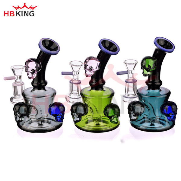 HBKING k538 Colored Glass Bong Water Pipe Mini Dab Rigs Bubbler Recycler Bongs Percolator Oil Rig with 14mm bowl 4mm quartz thermal banger