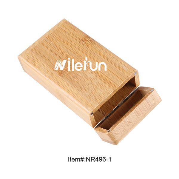 Bamboo wood pocket portable cigarettes case box with hinge for 12pcs cigarettes creative gift packaging tea candy food jewelry jar case boxj