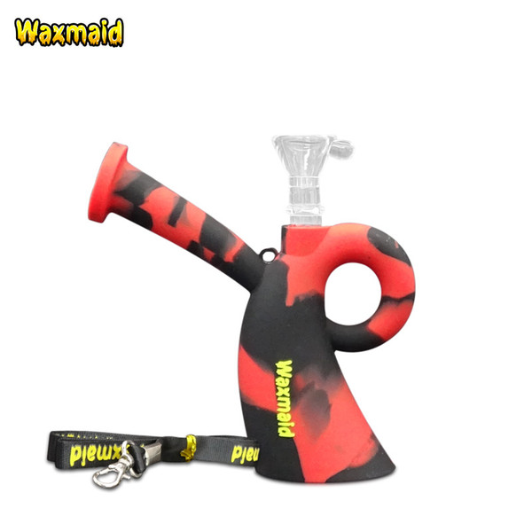 Dab Rig Waxmaid Miss Unbreakable Silicone Cheap Water Pipe Bong With Lanyard Bong Accessories Glass Bowl For Wax Oil Free Shipping