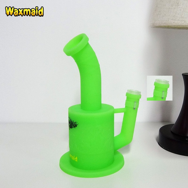 Glass Bong Silicone Oil Burner Beaker Bong 6 colors With 14mm Female joint Adapter Factory Outlet DHL Free Shipping