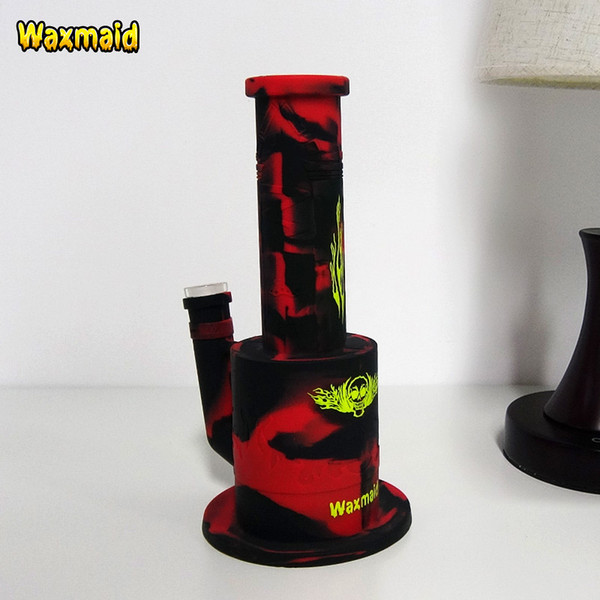 Bong Silicone Water Pipe Waxmaid 9.8 inches Dab Rig For Wax With 14mm Female Adapter and Bowl Factory Outlet DHL Free Shipping