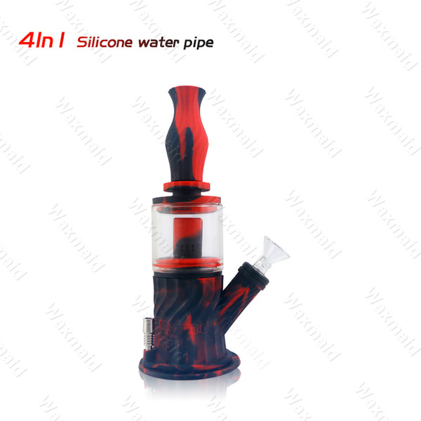 Glass Percolator Bong Glass Water Bongs Waxmaid 4 in 1 Nectar Collector with Titanium Tip Mini Dab Rig with Glass Bowl