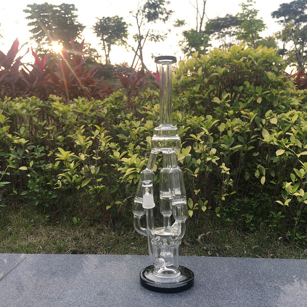 glass oil pipes for smoking manufacturer direct sale, 15.7inch Transparent water pipes percolator black Beaker Base can be delivered quickly