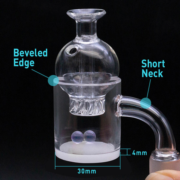 2019 new XXL Beveled Edge Quartz Banger & Cyclone Carb Cap 100% Quartz Short Neck Honey bucket 14mm Male Female for dab rig