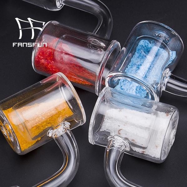 2mm Quartz Banger Nail XXL OD28mm Bucket With Colorful Thermochromic Glass Sands Inside Changing Color When Heating 10mm14mm18mm Clear Joint