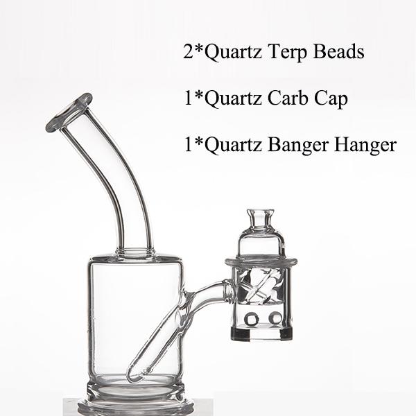 Quartz Banger Hanger 25mm Flat Top+Quartz Trep Beads+31mm OD Quartz Carb Cap for Glass Water Pipes Dabber Glass Bongs Dab Oil Rigs