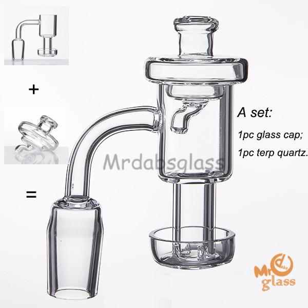 A set of 2 Terp Vacuum Quartz Banger and Carb Cap Terp Quartz Banger 10mm 14mm 18mm Domeless Nail For Glass Bongs