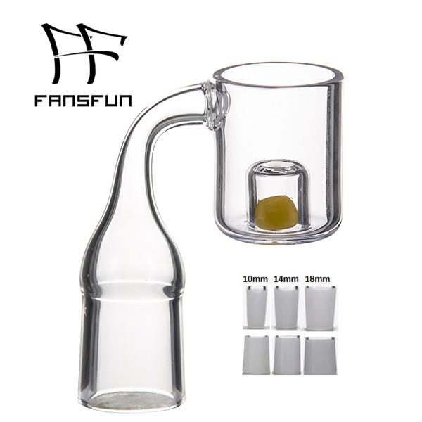 Quartz Banger With Glass Cadmium Reactor Core Yellow Thermochromic Flat Top Gavel Nail 10mm 14mm 18mm Male Female Clear Joint Dab Rigs