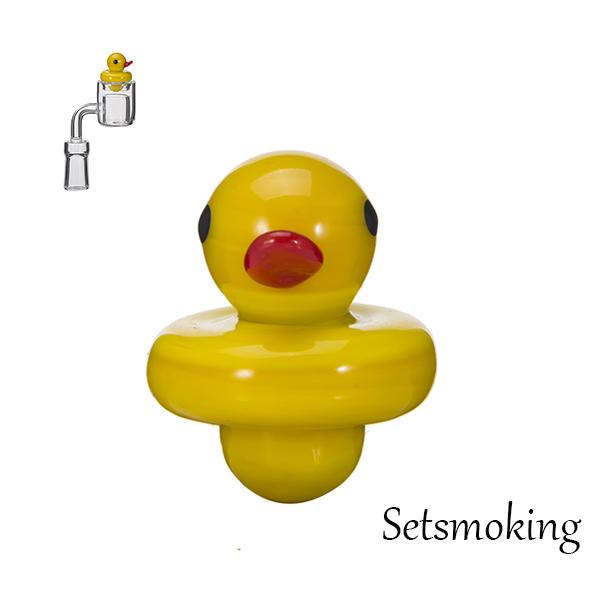 Colored glass bubble carb cap cute Yellow Duck Style for Quartz banger Nails glass water pipes