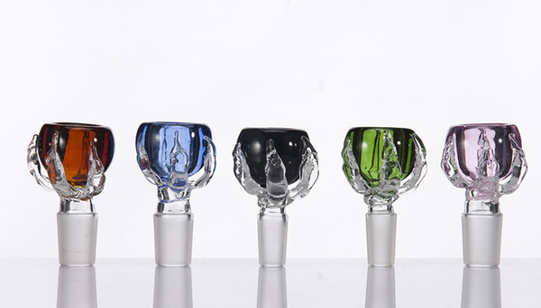 Colored Bowl Clear Dragon Claw Style Herb Holder with 14mm/19mm Fronsted Joint Bong Bowls Smoke Accessory For Glass Bong