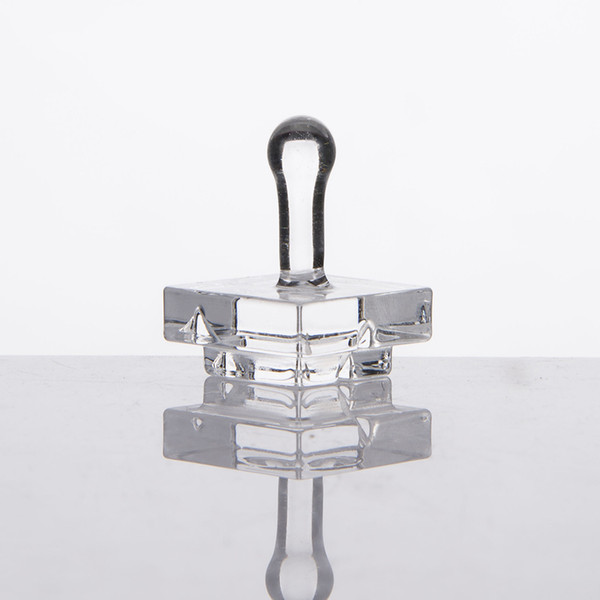 Retail Carb Cap For Sugar Cube Quartz Banger Nail Square Carb Cap With Two Cuts Pure Crystal Quartz Nail Domeless Quartz Banger