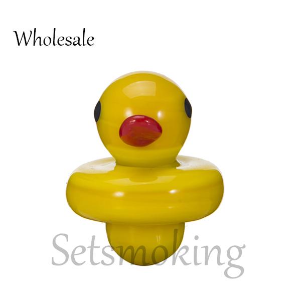 Glass Yellow Duck carb cap glass bubble For 24mm Flat Bowl Quartz Nail Bangers Nails Wholesale