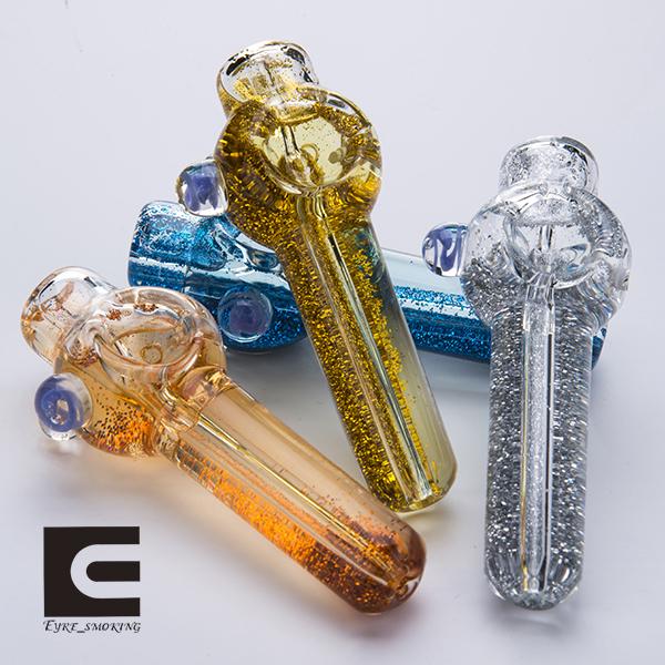 Glass Spoon Pipes Hand Pipe with Liquid Glycerin inside for Smoking Pipe Glass Water Pipes Bubblers For tobacco dry herb Smoking