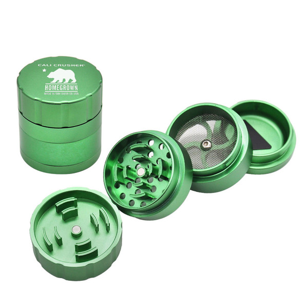 Bear Cali Crusher Homegrown 53MM CNC Aluminum Alloy Tobacco Herb Grinder Spice Crusher 4 Layers Pollen Catcher Metal Smoking Herb Grinder