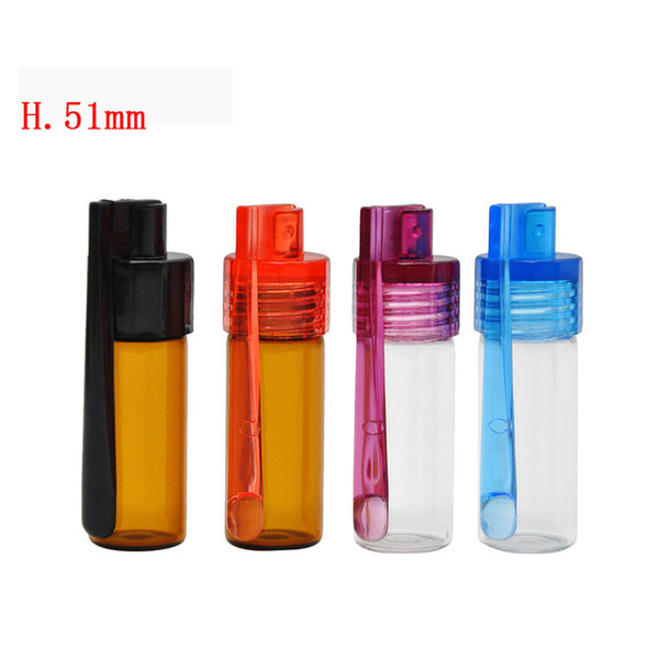 Wholesale Acrylic Glass Snuff Bullet Rocket Snorter Glass Spoon Pill Box Mixed Color easy to carry