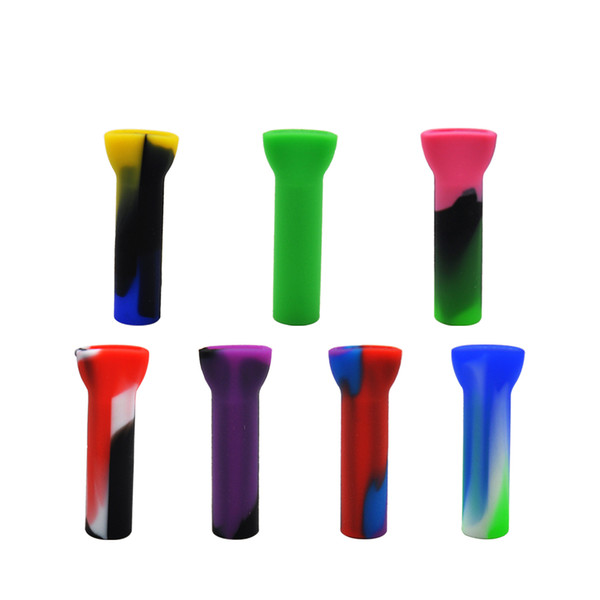 Smoke Silione Filter Tips Dry Herb 33mm Length Cigarette Silicone MouthTips Flat Head mixed color