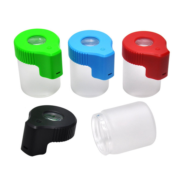 Plastic & Glass Light-Up LED Air Tight Proof Storage Magnifying Jar Viewing Container 155ML Multi-Use Plastic Container Pill Box Bottle Case