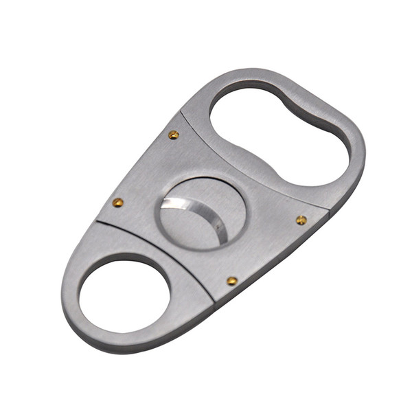 Premium Stainless Steel Guillotine Double Blade Cigar Cutter Max 50 Ring Metal Sliver Plated Clipper Port Cuban Cigar Cutter Knife Scissor