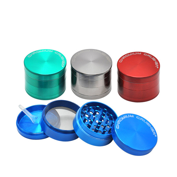 4 parts 56mm 2.2' CHROMIUM Crusher tobacco grinder crusher zinc alloy metal herb grinder smoking sets