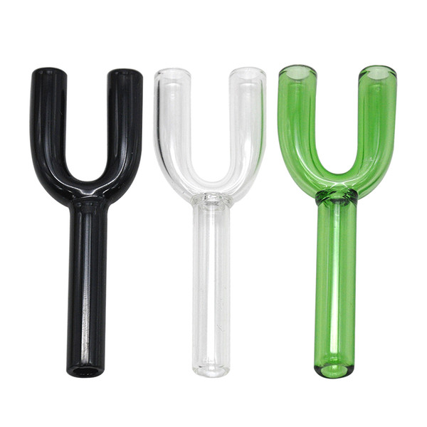 Retail/Wholesale Glass HOOTER HOOVER Y type Doule Tubes Snuff Snorter Sniff Dispenser Nasal Smoking Pipe Sniffer Endurable Pipe