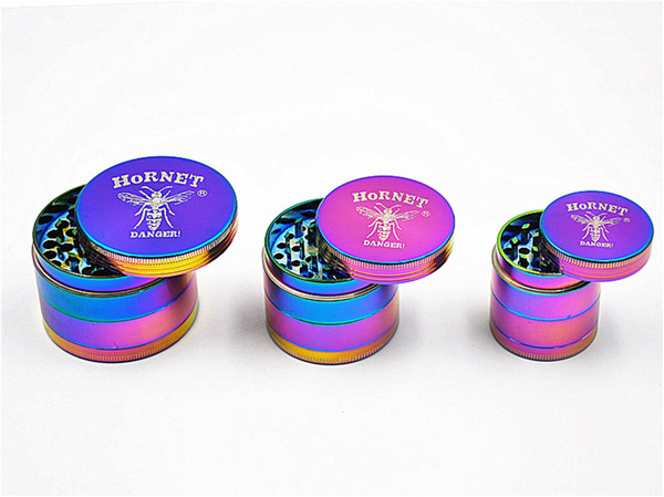 Zinc Alloy Smoking Herb Grinders 40/50/58MM 4 Piece Rainbow Tobacco Pepper Grinder Metal Herb Handle Muller Smoke Pipes Accessories