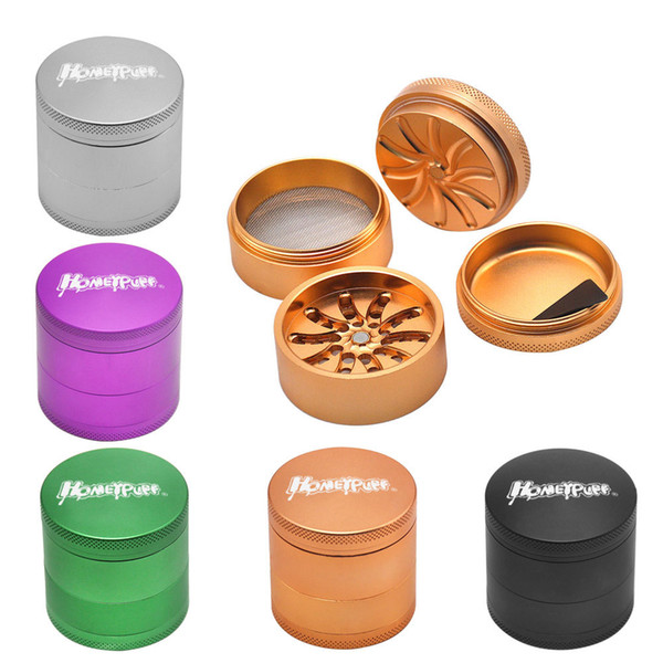 Aircraft Aluminum Groove Grinder by AeroSpaced 53MM 4Piece Metal Smoking Herb Grinders CNC Toothless Tobacco Herb Crusher Accessories