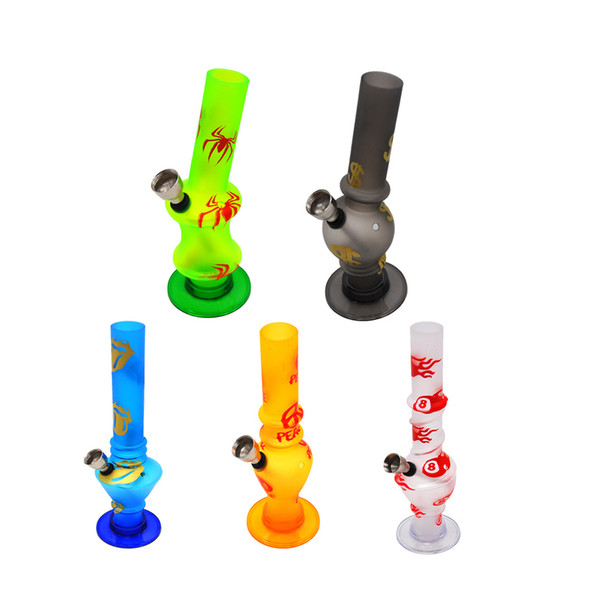 New Different Style Fading Printing Oil Rig Acrylic Plastic Smoking Water Bong Glass Smoking Water Pipe Bongs Dab Rig Tobacco Pipe Dry Herb