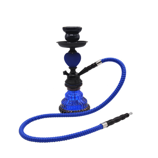 High Quality Heart Shape Shisha Hookah With Handcrafted Glass Base Bottle Metal Stem Washable Leather Hose Ceramic Bowl