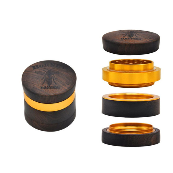 Rose Wooden Smoking Grinders 60MM 4 Piece With CNC Aluminum Teeth Handmade Metal Tobacco Wood Grinder Suit Silicone Smoke Pipes Accessories