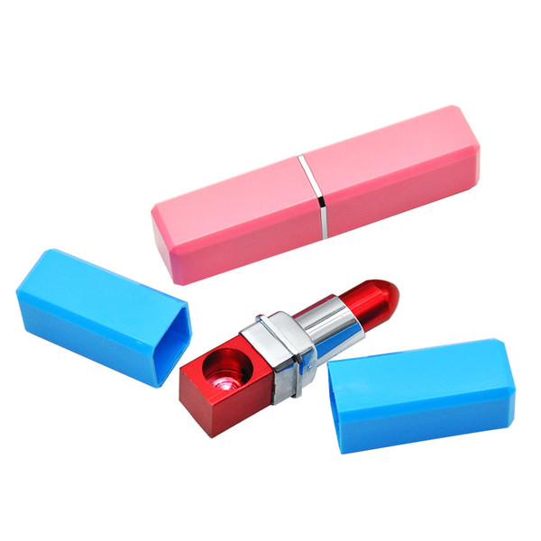 Lipstick Pipe Smoking pipes Tobacco Herb Pipes Creative Pipe 84MM Long Made of Aluminum and ABS.Color Random