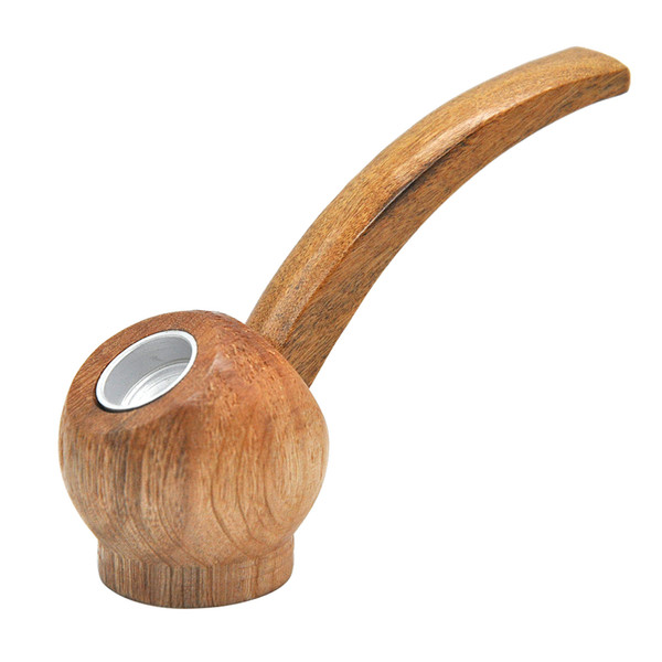 New Arrival Mini Sandalwood & Metal Smoking Pipe Turning Smoking Pipes Portable Metal Pipe With Tobacco Storage