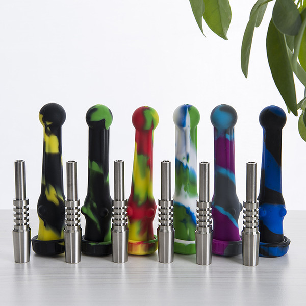 Simple Design Mini 14mm Silicone Nectar Collectar Kits Silicon Pipe with Titanium/Stainless Steel Tip Silicon NC Food Grade Silicon 442