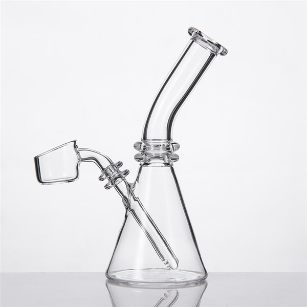 Quartz Mini Bongs Beaker 5 Inches Flat Bevel Daisy Bowl Banger Nails Individual Black Box Water Pipe Dab Rig Inline 343