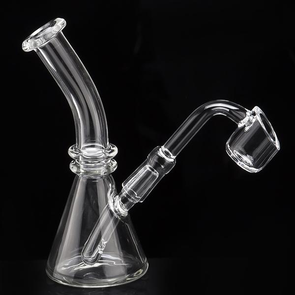 Glass Mini Beaker W/ Free 4mm Quartz Banger Nail Bongs 10mm Male Female 5 Inches Water Pipe Dab Rig Inline 753