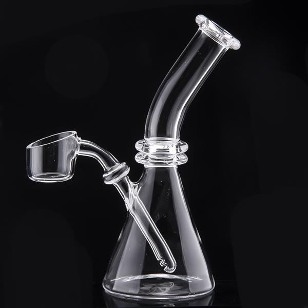 4mm Thick Beaker WIth Quartz banger 5 Inches Mini Bongs Flat Bowl Banger Nails Individual Box Water Pipe Inline 343