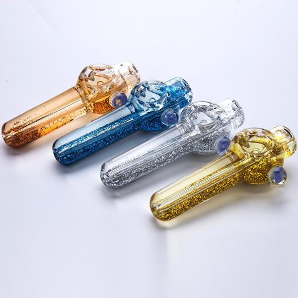 Newest Colorful Glass Hand Pipe with Liquid Glycerin Inside Glass Smoking Pipe Dab Oil Rigs 211