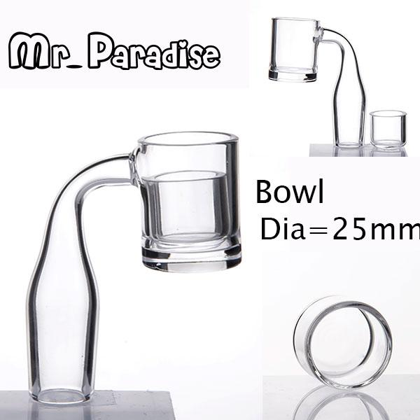 5mm thick bottom flat top quartz banger nail dia 25mm with replaceable inner bowl domeless for Glass Bong DHL