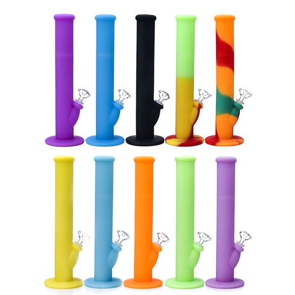 Multi colors silicone water pipe silicon hookah with glass bowl smoking pipes silicone bong water bong 415