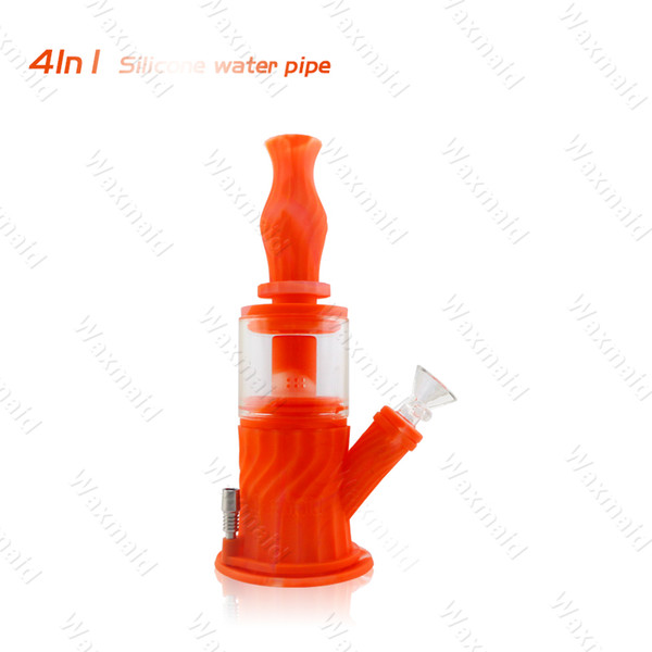 Glass Water Bongs 2019 New Multi Function 4 in 1 Percolater Honeycomb Bong Silicone Bong Dab Rig with Nectar Collector