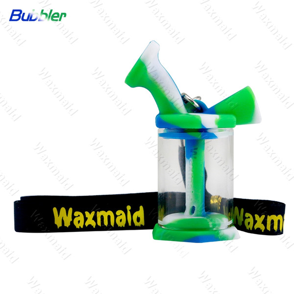 Glass Bong Silicone bongs Waxmaid New Arrival Bubbler Smoking water pipe 6 Colors Inner Perc Heady Water Bong