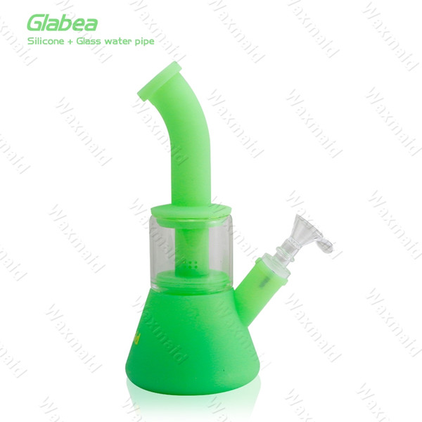 Dab Rig Bong Platinum Cured Silicone Water Pipes With 14mm Male joint Bongs 6 colors for choose For Dry Herb DHL Free Shipping