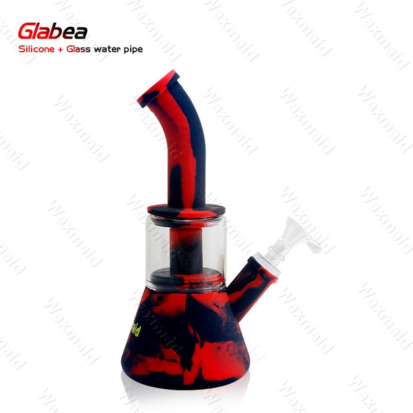 Glass Bong FDA Silicone Water bongs With 14mm Male joint Bongs 6 colors for choose For Dry Herb DHL Free Shipping