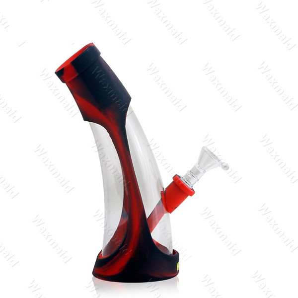 Glass Bong Silicone Bongs 8 inches Water Pipe Waxmaid New Beaker Bong 11 colors For Choose With Bowl Factory Outlet DHL Free Shipping