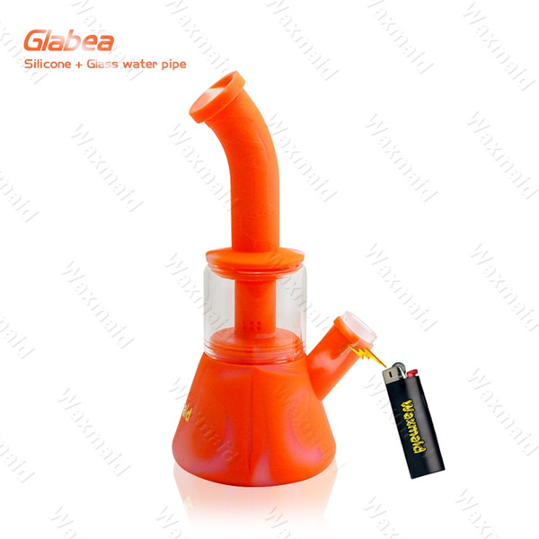 Bong FDA Silicone Water Pipes With 14mm Male joint Glass Smoke Bong 6 colors for choose For Dry Herb DHL Free Shipping