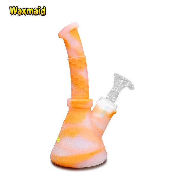 Bong Platinum Cured Silicone Dab Rig Waxmaid Hobee s Hookah Beaker Bongs For Wax Come With 14mm Joint Adapter Free Shipping