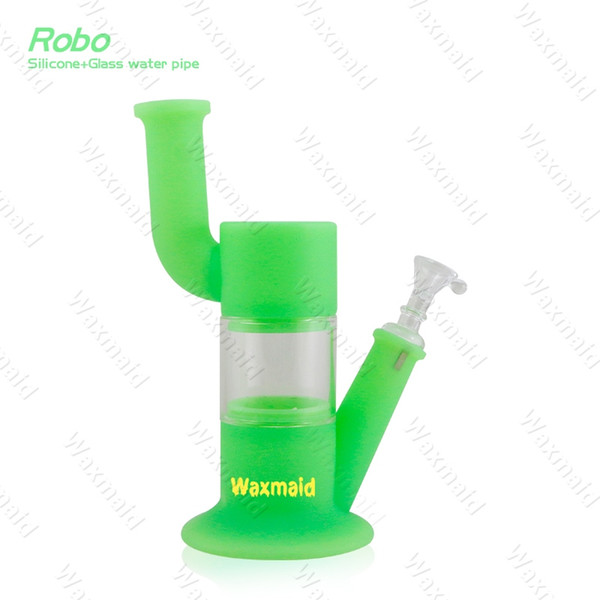 Bong Silicone Bong New Arrival 9 inches Glass Bong 6 Colors With Adapter and Bowl Inhale Perc Heady Water Pipe Free Shipping