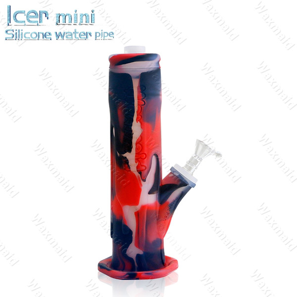 Bong Silicone Bong Waxmaid Glass Bong 9 inches Icer mini Dab Rig With 14mm male Joint Bowl Factory Outlet Free Shipping