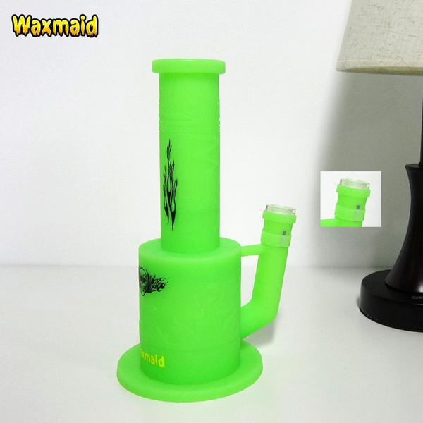 Glass Bong Silicone Bongs 9.8 inches Cheap Dab Rig For With 14mm Female Adapter Bowl Factory Outlet DHL Free Shipping